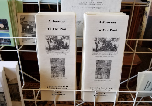 brochures on display in Medfield Historical Society