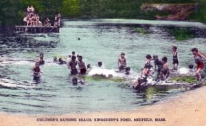 Children swimming in Kingsbury Pond c. 1950s.