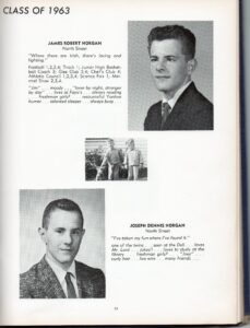 1963 High school annual page showing Jimmy and Joey Horgan