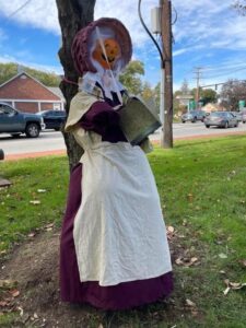 Scarecrow dressed up as Hannah Adams