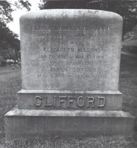 Tombstone with engraving of family names