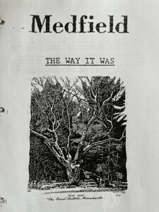 Cover page of booklet with typewritten title and picture of tree