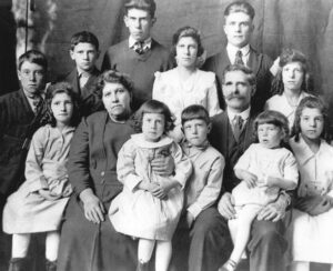 black & white family portrait