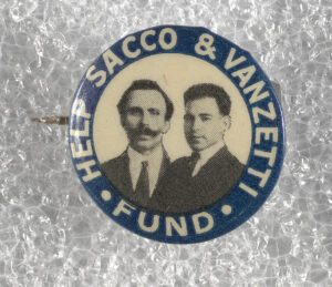 Round seal with photo of two men and their names