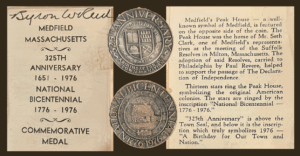 325th Medfield anniversary collage with text and medallions