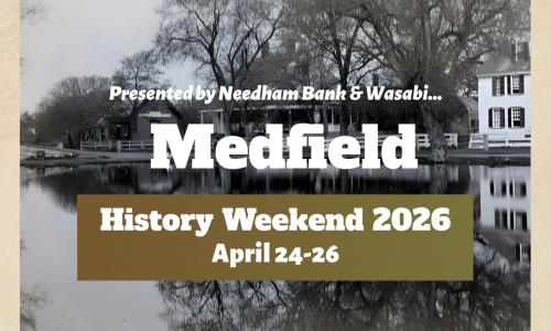 Event details superimposed on photo of trees reflecting in pond